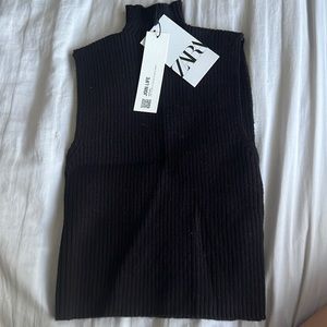 zara knit mock neck swearer tank